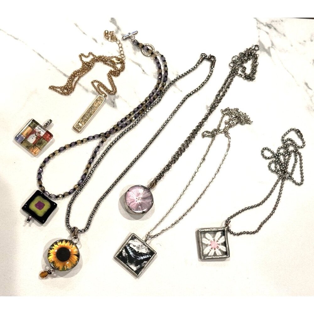 CONTEMPORARY INSPIRATIONAL PENDANTS GLASS BUBBLE CHARMS CHAIN NECKLACES LOT LN